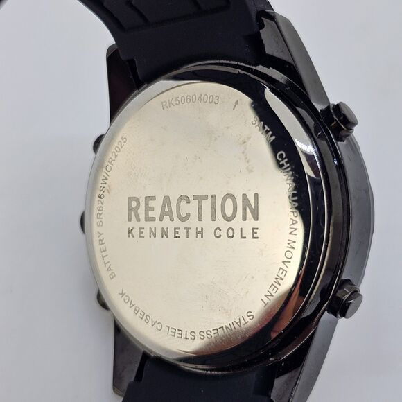 Kenneth Cole Reaction Men's Ana-Digi Watch Black Dial Plastic Strap New Battery - Picture 6 of 14
